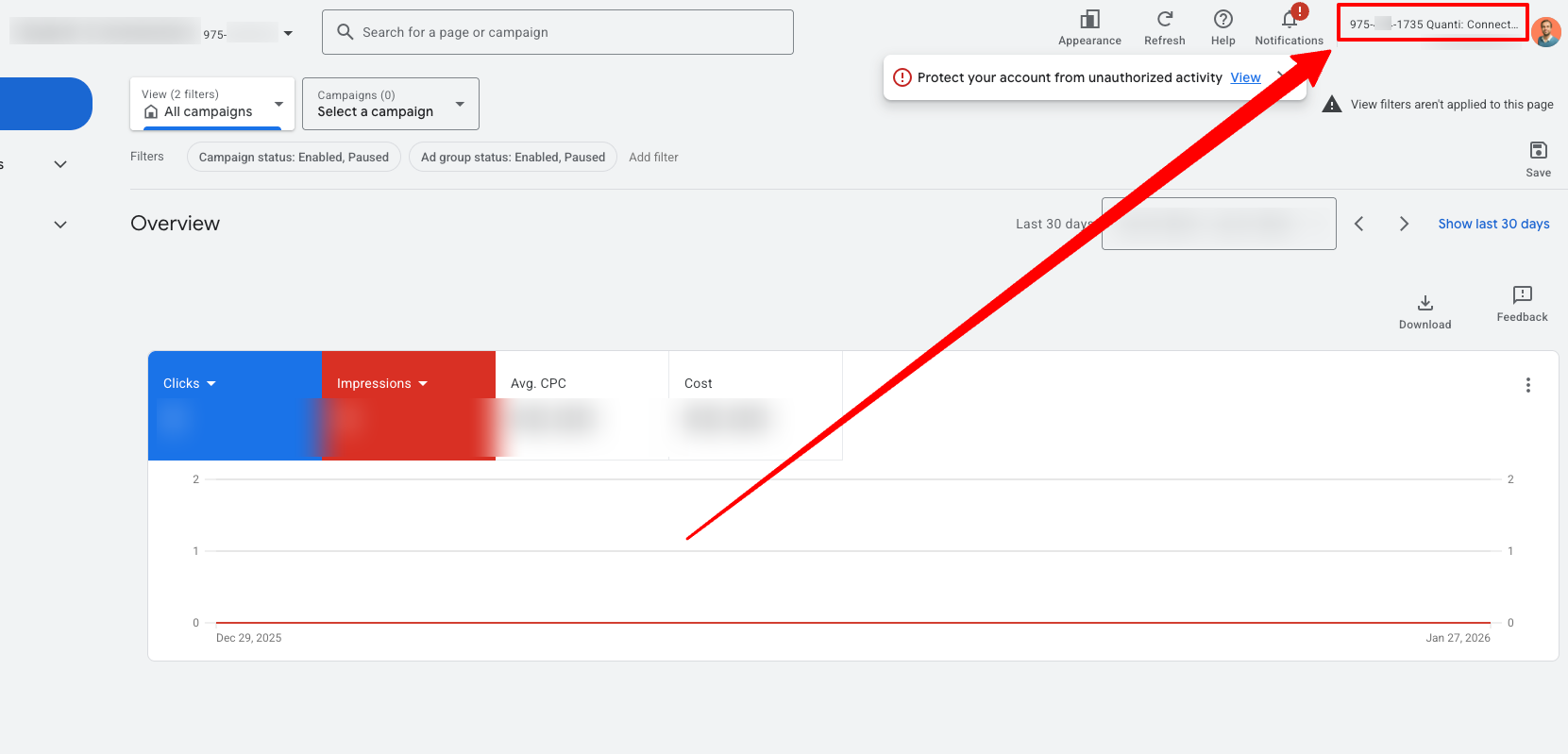 Google Ads Customer ID location
